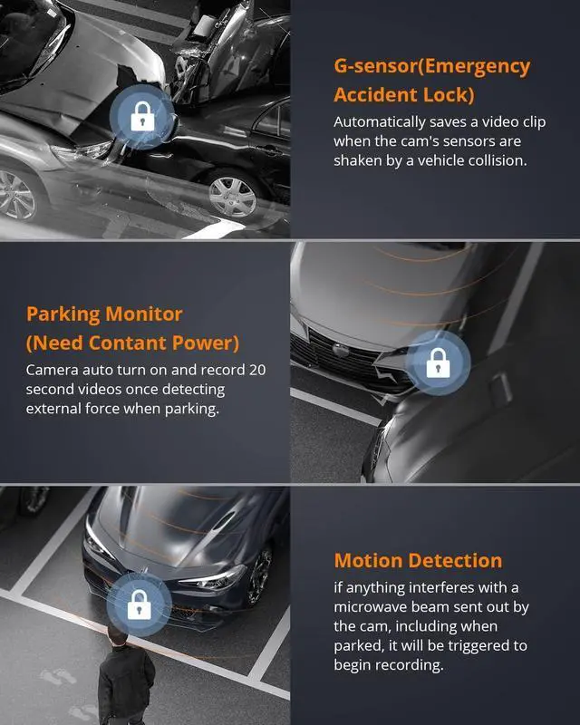 Alt view image 6 of 7 - Kingslim D5-4K Dash Cam with WiFi - Front Dash Camera for Cars with GPS and Speed, Sony Night Vision, Support APP and 256GB Max