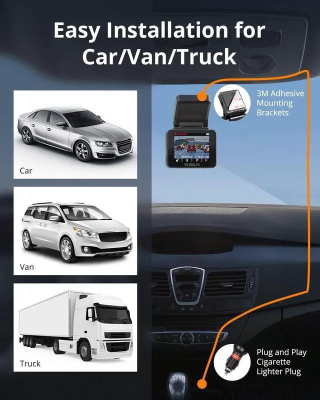 Alt view image 7 of 7 - Kingslim D5-4K Dash Cam with WiFi - Front Dash Camera for Cars with GPS and Speed, Sony Night Vision, Support APP and 256GB Max