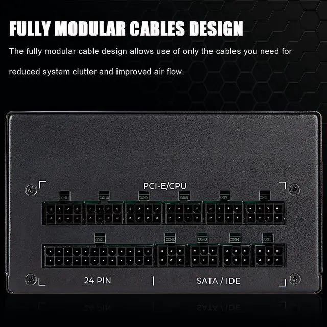 Alt view image 4 of 7 - ESGAMING Power Supply 750 Watt, 80+ Gold Certified, Fully Modular RGB Power Supply, ATX 12V Active PFC Power Supply