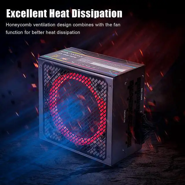 Alt view image 6 of 7 - ESGAMING Power Supply 750 Watt, 80+ Gold Certified, Fully Modular RGB Power Supply, ATX 12V Active PFC Power Supply