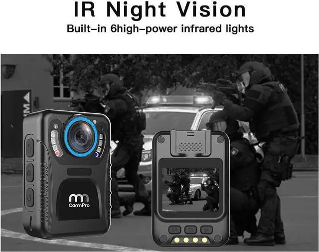Alt view image 3 of 7 - CammPro 128GB Body Worn Camera H.265 Coding 11 Hours Recording Ultralight 1440P HD Video Body Camera, Night Vision, Premium Surveillance Pocket Wearable Camera Recorder for Security and Personal Use