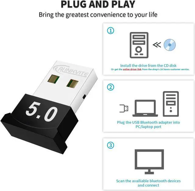 Alt view image 5 of 7 - Bluetooth Adapter for PC 5.0 Bluetooth Adapter for Windows 11/10/8.1/8/7 Bluetooth Dongle with Ultra Range Dual Mode USB Dongle for PC for Keyboard, Mobile, Printer, Headset, Speakers