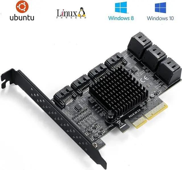 Alt view image 2 of 7 - PCIe SATA Controller Card 10 Port with 10 SATA Cables and Low Profile Bracket - 6Gbps SATA 3.0 PCIe Card,Support 10 Port SATA 3.0 Devices
