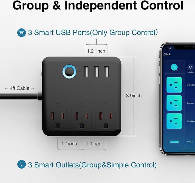 GHome Smart Plug Power Strip, WiFi Surge Protector Work with Alexa Google  Home, Smart Outlets with 3 USB 3 Charging Port, Multi-Plug Extender for  Home