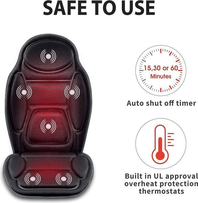 Alt view image 4 of 7 - Massage Seat Cushion - Back Massager with Heat, 6 Vibration Massage Nodes & 2 Heat Levels, Massage Chair Pad for Home Office Chair