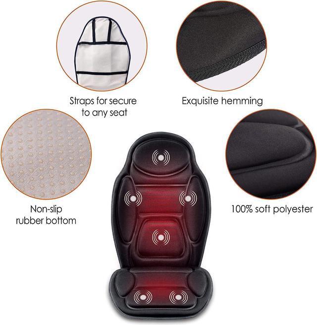 Alt view image 5 of 7 - Massage Seat Cushion - Back Massager with Heat, 6 Vibration Massage Nodes & 2 Heat Levels, Massage Chair Pad for Home Office Chair