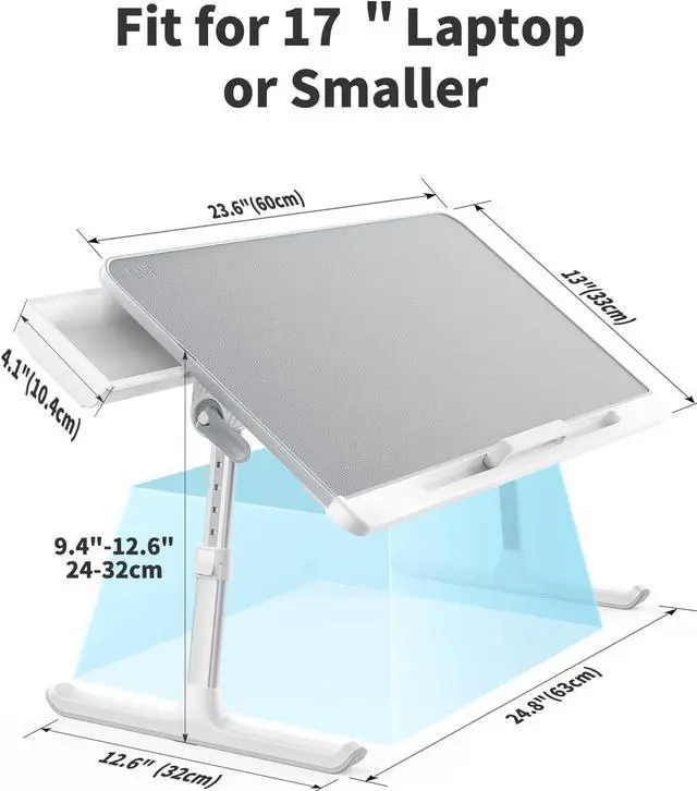 Alt view image 6 of 6 - Laptop Bed Tray Table, Laptop Computer Lap Desk for Bed, Laptop Bed Desk with Anti-Slip PVC Leather,Adjustable Laptop Stand for Bed Sofa Couch, Bed Trays for Eating Breakfast