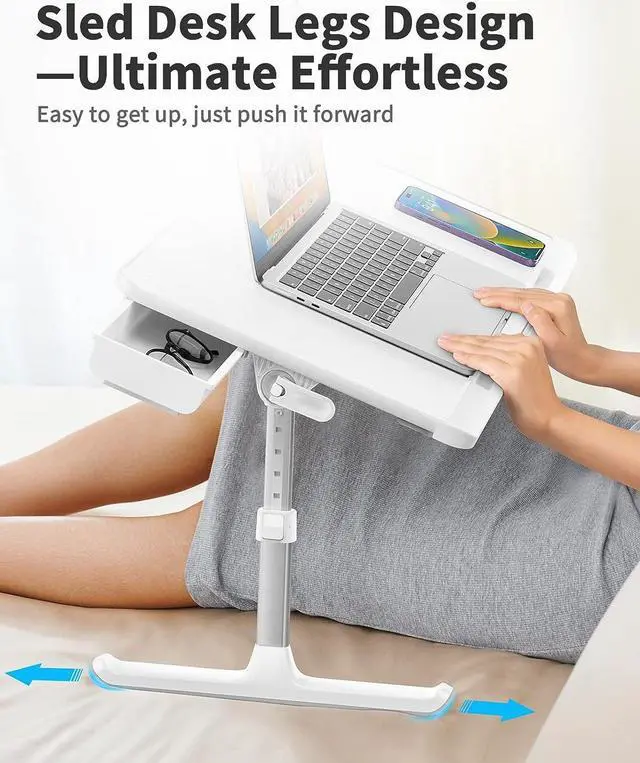 Alt view image 5 of 7 - Laptop Bed Tray Table, Laptop Computer Lap Desk for Bed, Laptop Bed Desk with Anti-Slip PVC Leather,Adjustable Laptop Stand for Bed Sofa Couch, Bed Trays for Eating Breakfast