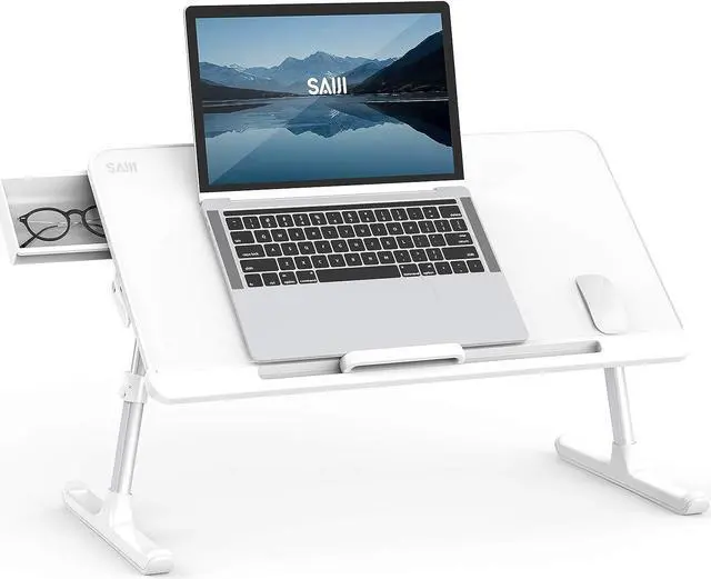 Alt view image 7 of 7 - Laptop Bed Tray Table, Laptop Computer Lap Desk for Bed, Laptop Bed Desk with Anti-Slip PVC Leather,Adjustable Laptop Stand for Bed Sofa Couch, Bed Trays for Eating Breakfast