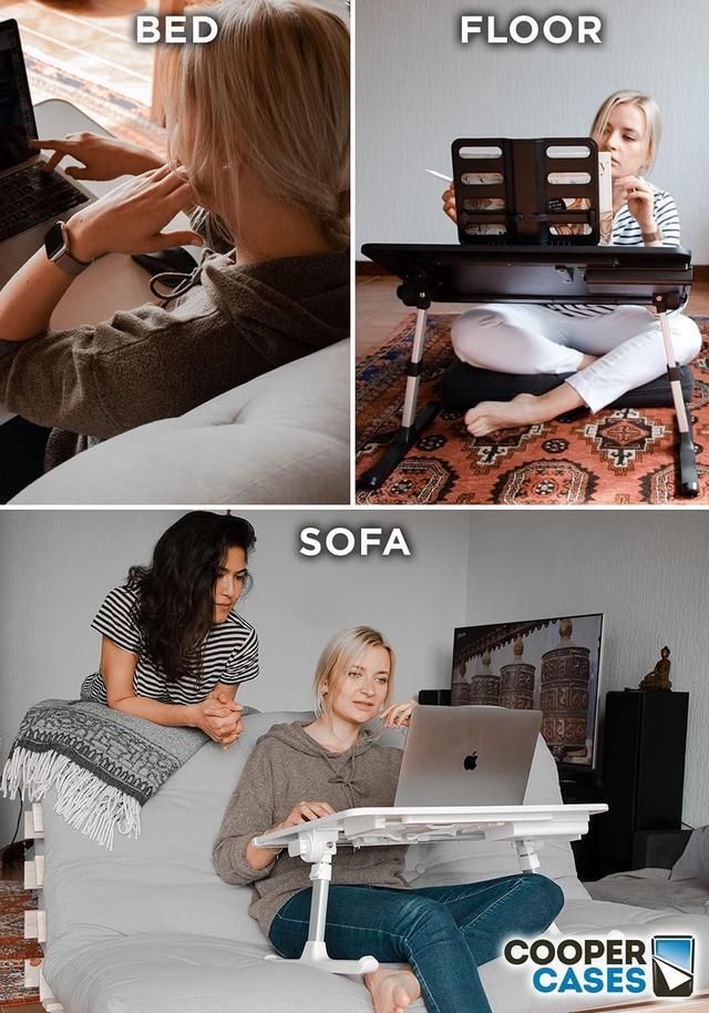 Alt view image 5 of 7 - Cooper Desk PRO Adjustable Laptop Table, Bed Desk for Laptop, Desk for Bed, Lap Desk for Laptop, Adjustable Lap Desk for Bed, Portable Desk, Laptop Stand for Bed Floor Desk