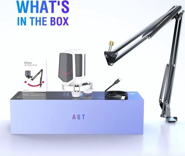 Alt view image 6 of 6 - Streaming Gaming USB Microphone Kit, PC Condenser RGB Mic on PS4/PS5, Plug and Play for Music Recording, Online Game, Discord, Twitch, with Pop Filter, Shock Mount-A6T White