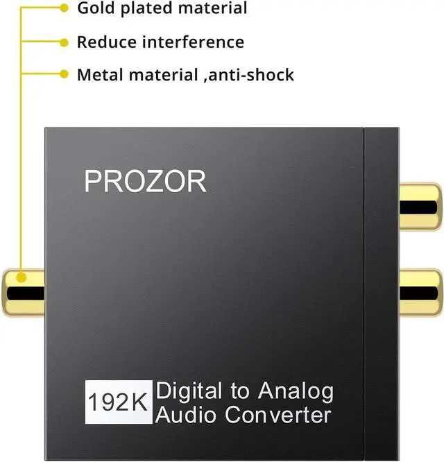 Alt view image 6 of 7 - PROZOR 192KHz Digital to Analog Audio Converter DAC Digital SPDIF Optical to Analog L/R RCA Converter Toslink Optical to 3.5mm Jack Adapter for PS3 HD DVD PS4 Amp Apple TV Home Cinema
