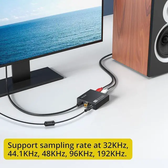 Alt view image 5 of 7 - PROZOR 192KHz Digital to Analog Audio Converter DAC Digital SPDIF Optical to Analog L/R RCA Converter Toslink Optical to 3.5mm Jack Adapter for PS3 HD DVD PS4 Amp Apple TV Home Cinema