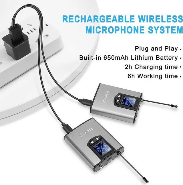 Alt view image 5 of 7 - UHF Dual Wireless Microphone System with Lapel Lavalier and Headset Microphones Over PA, Mixer, Speaker, Karaoke Machine for Church, Training, Classroom, Interview (H-K25)