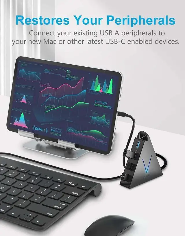 Alt view image 2 of 7 - USB C to USB Hub 4 Port, JoyReken Type C to USB Adapter with 4 USB 3.0 Ports, Thunderbolt 3 to Multiport USB 3.0 Hub, for MacBook, Mac Pro/Mini, iMac, Ps4, PS5, Surface Pro,Flash Drive
