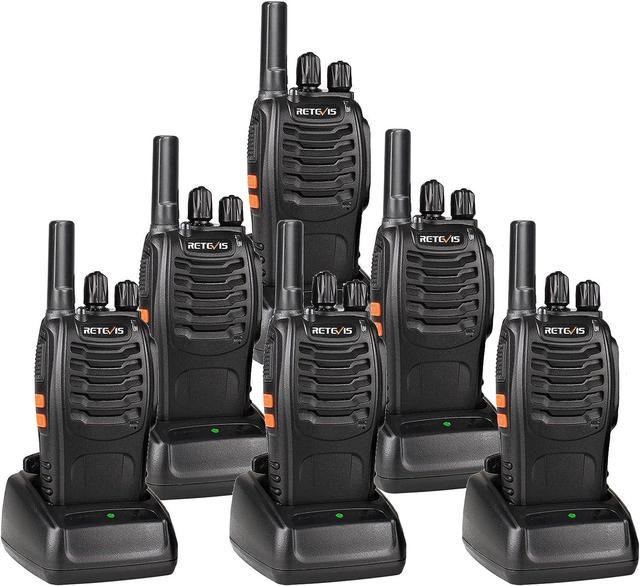 Retevis H-777 Walkie Talkies for Adults Long Range Hand Free Handheld  Rechargeable Two Way Radio Business 2 Way Radios with Charger (6 Pack) 
