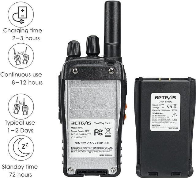 Alt view image 4 of 7 - Case of 6,Retevis H-777 Walkie Talkies for Adults Long Range, Rechargeable Two-Way Radios,with 6-Way Multi Unit Charger,Flashlight Handheld Business 2 Way Radios