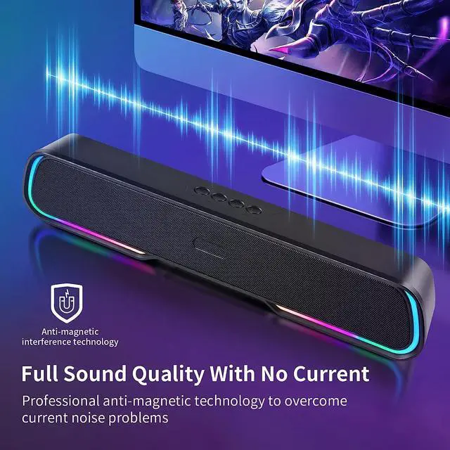 Alt view image 6 of 7 - Computer Speaker Sound Bar - Wired & Wireless Bluetooth 5.0 Surround Bass Audio, Black Smart Home Speakers with AUX TFcard Connection - Best Theater Loud Speaker for PC TV Desktop & Room