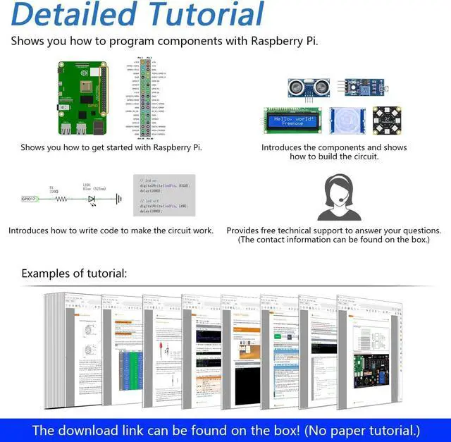 Alt view image 5 of 7 - Projects Kit for Raspberry Pi 4 B 3 B+ 400, Python C Java Scratch Code, 607-Page Detailed Tutorial, 102 Projects, Simple Wiring (Raspberry Pi NOT Included)
