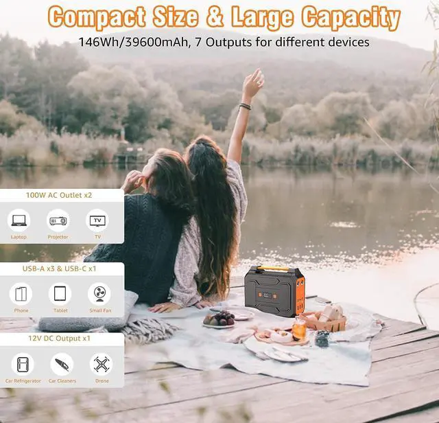 Alt view image 2 of 7 - Apowking Portable Power Bank with AC Outlet, 146Wh/39600mAh 110V/100W Laptop Charger Battery Backup, External Battery Pack Power Supply for Home Emergency Outage, Outdoor Camping RV Trip Adventure