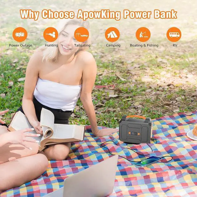 Alt view image 7 of 7 - Apowking Portable Power Bank with AC Outlet, 146Wh/39600mAh 110V/100W Laptop Charger Battery Backup, External Battery Pack Power Supply for Home Emergency Outage, Outdoor Camping RV Trip Adventure