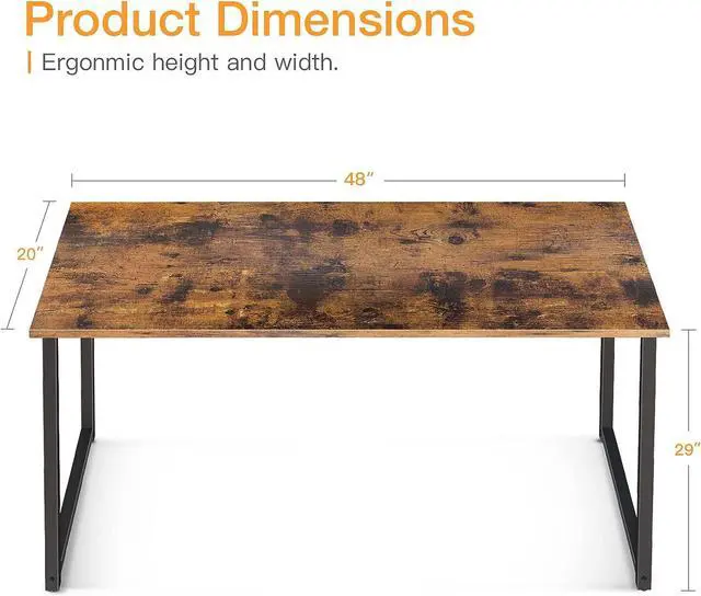 Alt view image 6 of 7 - Coleshome 48 Inch Computer Desk, Modern Simple Style Desk for Home Office, Study Student Writing Desk, Vintage