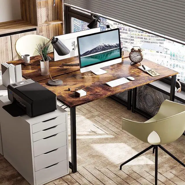 Alt view image 2 of 7 - Coleshome 48 Inch Computer Desk, Modern Simple Style Desk for Home Office, Study Student Writing Desk, Vintage