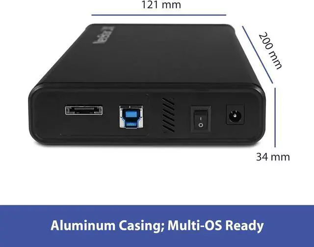 Alt view image 6 of 6 - Vantec NexStar JX, USB 3.2 Gen1x1, 3.5" or 2.5 SATA III HDD/SSD Drive Green Enclosure with eSATA (NST-358SU3-BK), Black