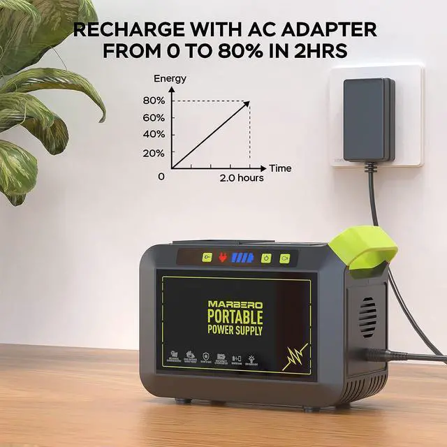 Alt view image 5 of 7 - MARBERO 88Wh Portable Power Station 24000mAh Camping Solar Generator(Solar Panel Not Included) Lithium Battery Power 110V/80W AC, DC, USB QC3.0, LED Flashlight for CPAP Home Camping Emergency Backup
