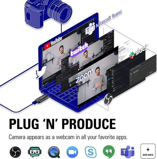 Alt view image 4 of 7 - Elgato Cam Link 4K, External Camera Capture Card, Stream and Record with DSLR, Camcorder, ActionCam as Webcam in 1080p60, 4K30 for Video Conferencing, Home Office, Gaming, on OBS, Zoom, Teams, PC/Mac