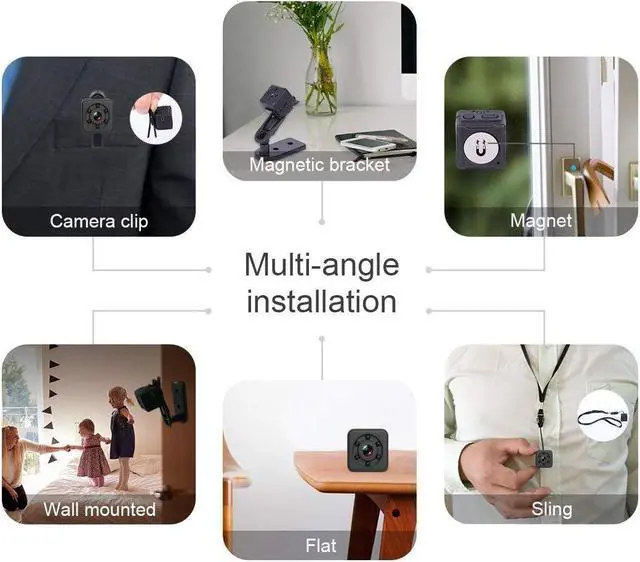 Alt view image 7 of 7 - Mini Spy Camera 1080P Full HD Hidden Camera via Wireless WiFi Connection and App Control, Cop Cam with Audio and Video Magnetic Waterproof Night Vision for Indoor and Outdoor