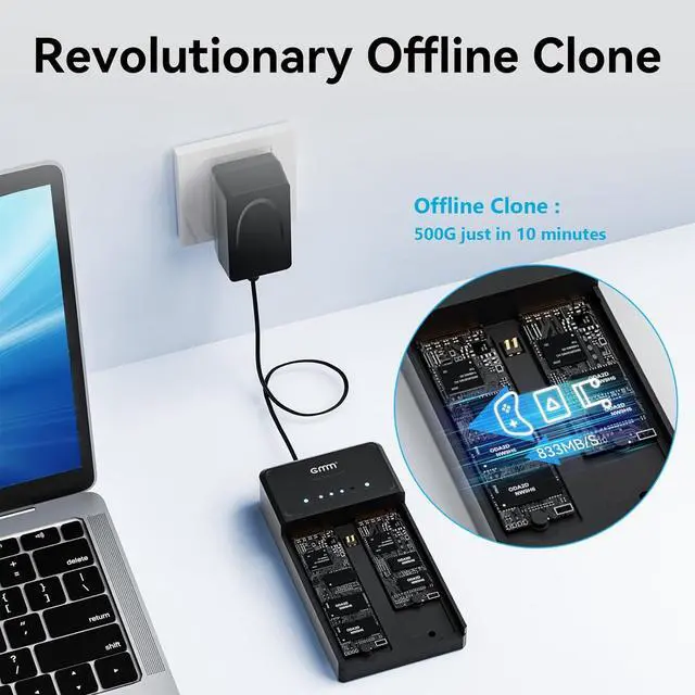 Alt view image 2 of 7 - M.2 Duplicator Dual-Bay Clone Enclosure, Tool-Free USB to NVME Adapter with Cooling Fan, 10Gbps Docking Station NVMe Enclosure Support Offline Cloning and Duplicator for M2 2230/2242/2260/2280