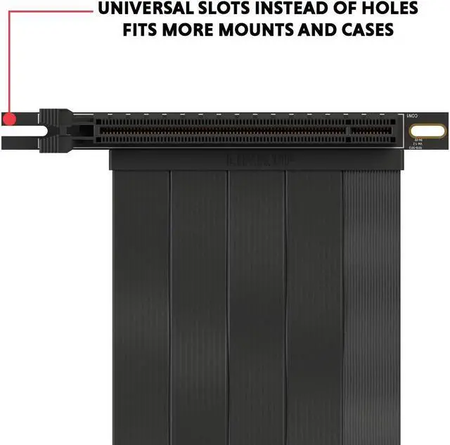 Alt view image 5 of 6 - LINKUP - Ultra PCIe 4.0 X16 Riser Cable [RTX4090 RX6950XT x570 B550 Z690 Tested] Shielded Extreme High-Speed Vertical Mount Gaming PCI Express Gen4Left Angle Socket (28cm) 3.0 Gen3 Compatible