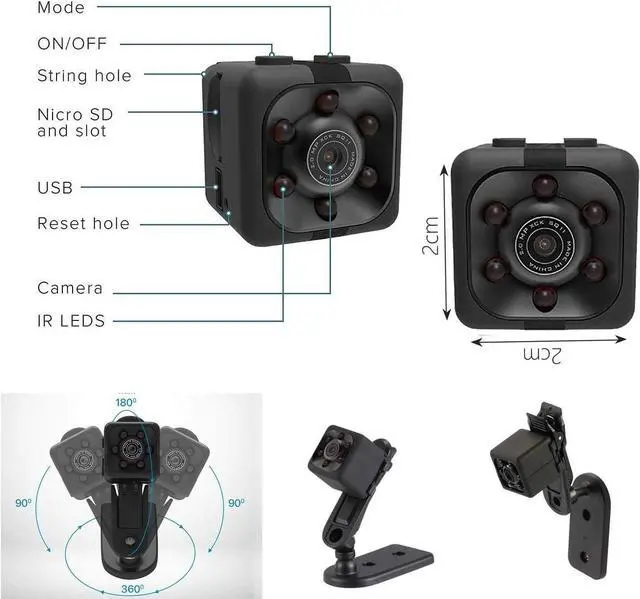 Alt view image 5 of 6 - Mini Spy Camera Include 32G SD Card Hidden Camera HD Audio and Video Recording, Night Vision Motion Detection, Surveillance Camera Small Dog Camera Nanny Cam Baby Monitor Home Security Camera