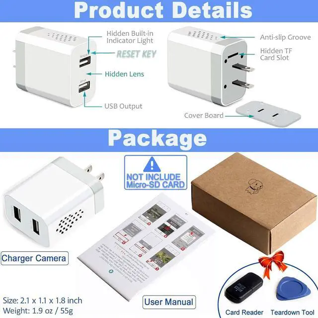 Alt view image 6 of 7 - Spy Camera, Hidden Camera Charger, WIFI Spy Camera Hidden Camera, HD 1080P Spy Cam, Mini Nanny Cam Hidden Camera, Secret Camera, Indoor Hidden Security Camera- Motion Detection&Remote View