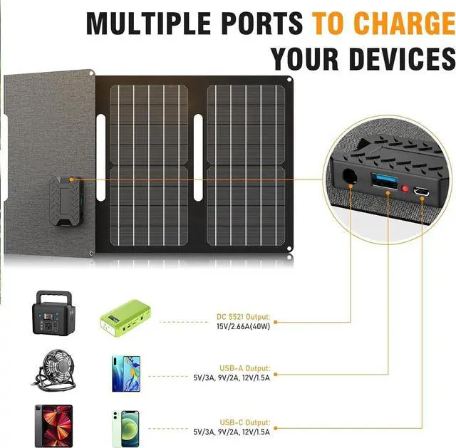 Alt view image 6 of 7 - 200W Solar Generator, 146Wh Portable Power Station with Pure Sine Wave AC Outlet, Backup Lithium Battery, 40W Solar Panel Charger for Outdoors Camping Travel Hunting Emergency