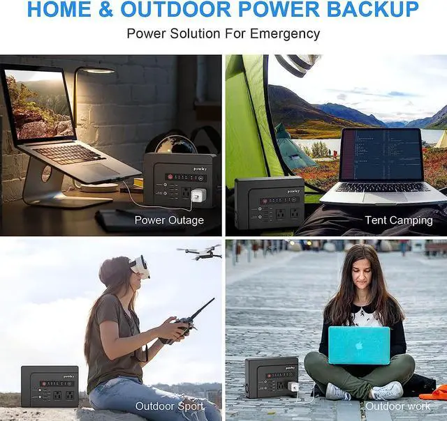 Alt view image 7 of 7 - 200W Solar Generator, 146Wh Portable Power Station with Pure Sine Wave AC Outlet, Backup Lithium Battery, 40W Solar Panel Charger for Outdoors Camping Travel Hunting Emergency