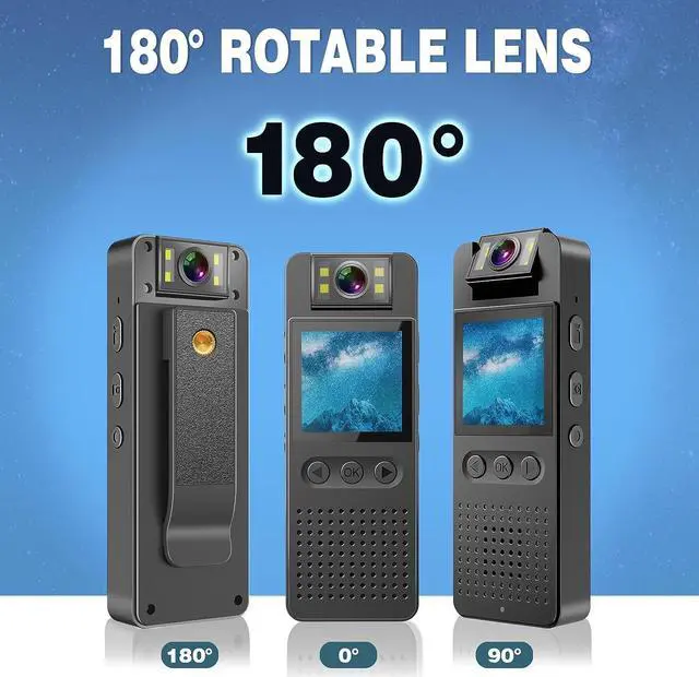 Alt view image 4 of 6 - Body Camera with 1080P HD Recording,1.4 in Screen Recorder Built-in 128GB Card ,Night Vision lighting 7HR Battery Life Wearable Police Cam for outdoor,Home,sports,Pet Records,Security,Work Records