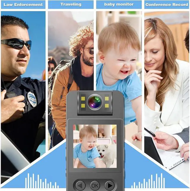 Alt view image 5 of 6 - Body Camera with 1080P HD Recording,1.4 in Screen Recorder Built-in 128GB Card ,Night Vision lighting 7HR Battery Life Wearable Police Cam for outdoor,Home,sports,Pet Records,Security,Work Records