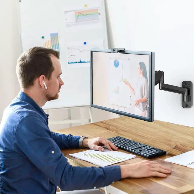 Alt view image 2 of 7 - MOUNT PRO Single Monitor Wall Mount for 13 to 32 Inch Computer Screens, Gas Spring Arm Holds Up to 17.6lbs, Full Motion Adjustable,VESA Mount 75x75, 100x100,Black