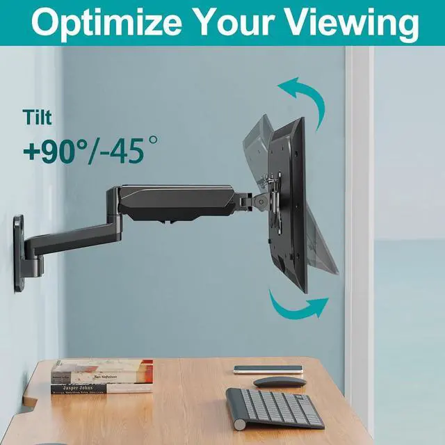 Alt view image 4 of 7 - MOUNT PRO Single Monitor Wall Mount for 13 to 32 Inch Computer Screens, Gas Spring Arm Holds Up to 17.6lbs, Full Motion Adjustable,VESA Mount 75x75, 100x100,Black