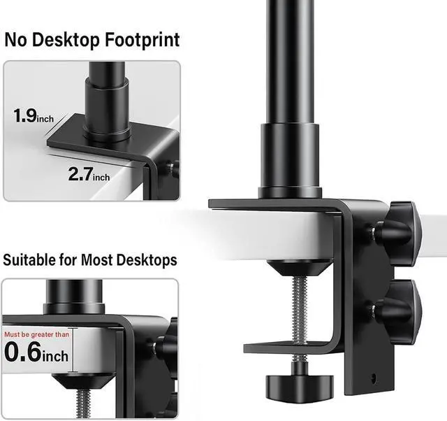 Alt view image 4 of 7 - 2-Pack Camera Desk Mount Stand with 1/4" Ball Head and Cold Shoe Mount Adapter,12.9-22" Tabletop Mounts Stand, Adjustable Aluminum Desktop Light Stand, for DSLR Camera, Ring Light, Video Light
