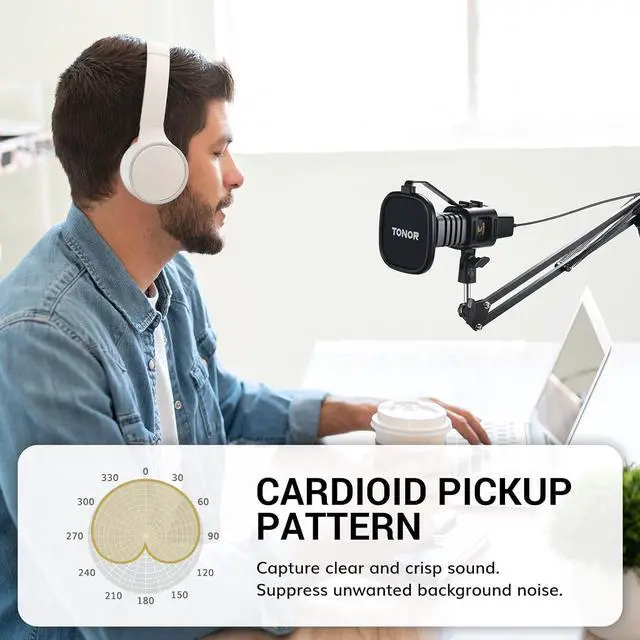Alt view image 4 of 7 - Microphone Kit, PC Podcast Recording Cardioid Condenser Computer Mic Set for Gaming, Streaming, Singing, Voice Over, YouTube, Studio Mic Bundle with Adjustable Arm Stand, TC30+