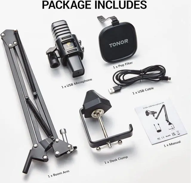 Alt view image 6 of 7 - Microphone Kit, PC Podcast Recording Cardioid Condenser Computer Mic Set for Gaming, Streaming, Singing, Voice Over, YouTube, Studio Mic Bundle with Adjustable Arm Stand, TC30+