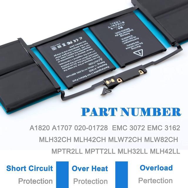 Alt view image 4 of 6 - A1820 Battery for Apple MacBook Pro 15 A1707 Late 2016 / Mid 2017 EMC 3072 EMC 3162 MLH32CH/A MLH42CH/A MLW72CH/A MLW82CH/A MPTR2LL/A MPTT2LL/A