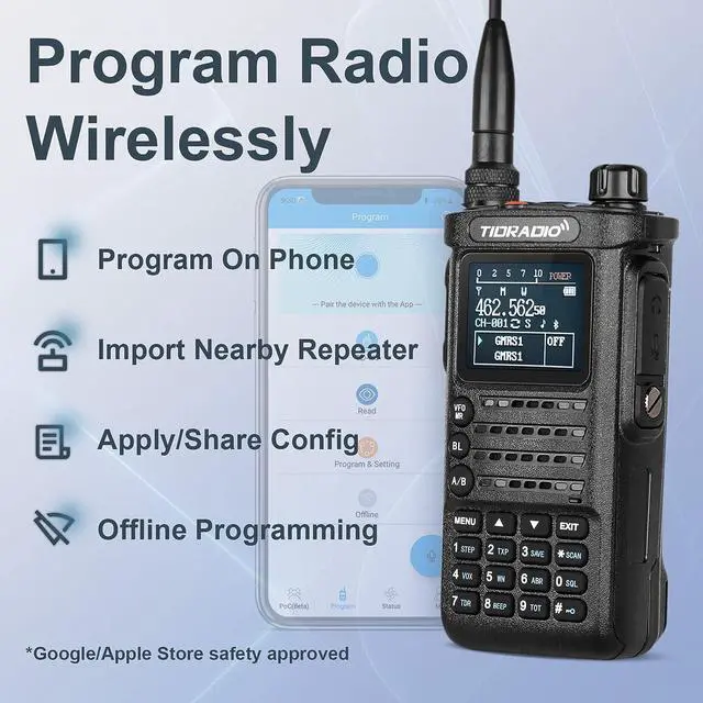 Alt view image 2 of 7 - (2nd Gen) TIDRADIO TD-H8 GMRS Radio Two Way Radio,APP Programmable,GMRS Repeater Capable,Support Chirp,Long Range Walkie Talkies with 2pcs 2500mAh Battery, MIC Speaker and 771 Long Antenna