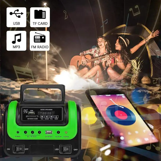 Alt view image 3 of 7 - Solar Generator - Portable with Panel, Solar Power Generators Station Flashlight, Emergency Powered for Home Use Camping Hunting Emergency(Green)