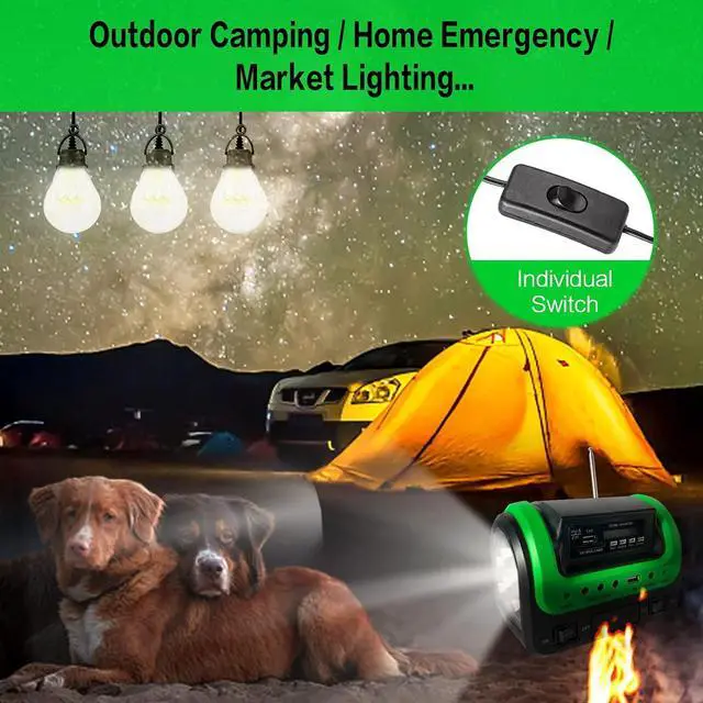 Alt view image 2 of 7 - Solar Generator - Portable with Panel, Solar Power Generators Station Flashlight, Emergency Powered for Home Use Camping Hunting Emergency(Green)