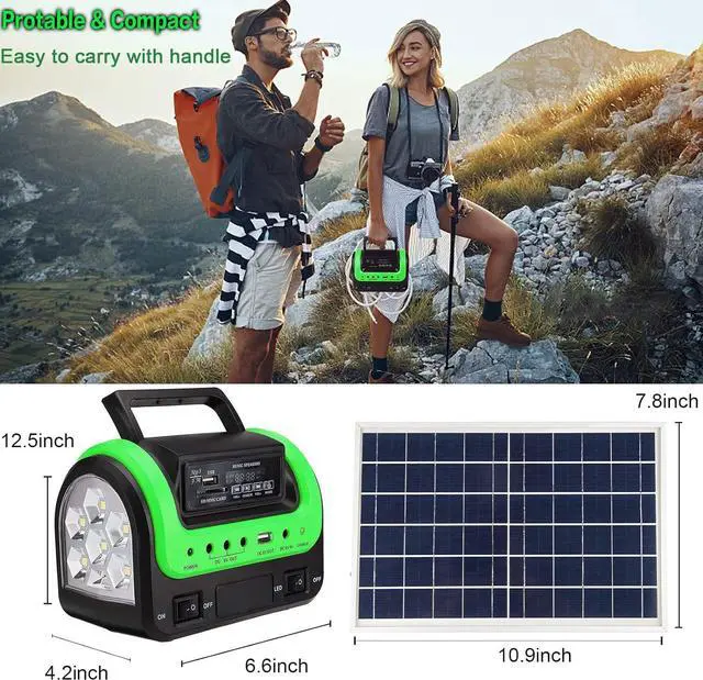 Alt view image 4 of 7 - Solar Generator - Portable with Panel, Solar Power Generators Station Flashlight, Emergency Powered for Home Use Camping Hunting Emergency(Green)