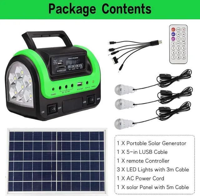 Alt view image 7 of 7 - Solar Generator - Portable with Panel, Solar Power Generators Station Flashlight, Emergency Powered for Home Use Camping Hunting Emergency(Green)